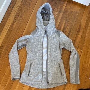 XS Athleta Light Gray Hooded Women's Jacket/Sweatshirt